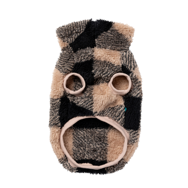Checkered Teddy Sweater - Black/Beige