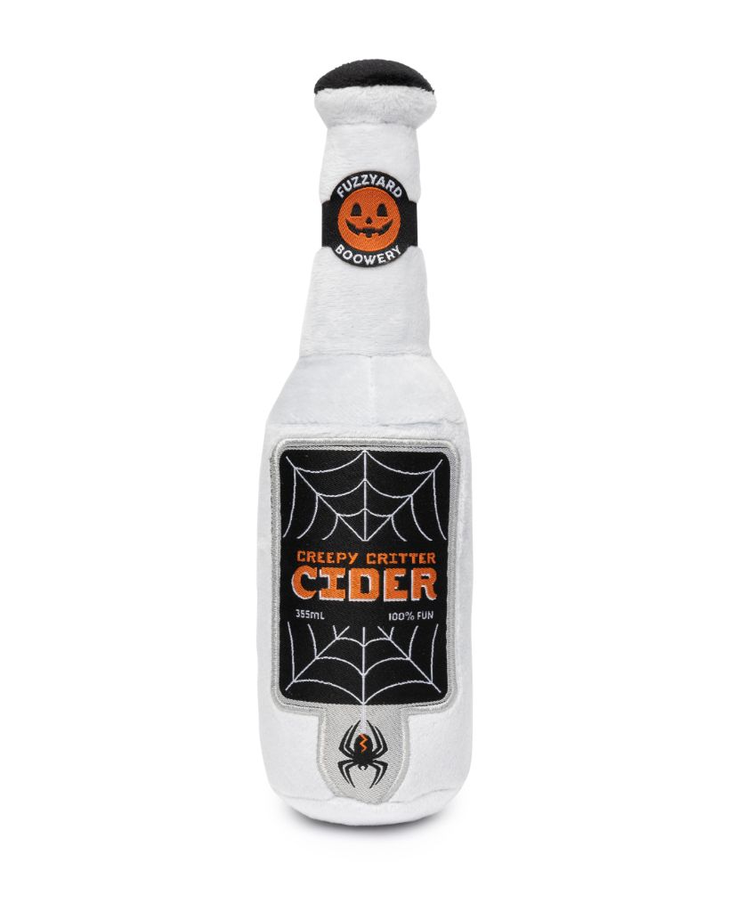 Peluche de Halloween para perros FuzzYard Creepy Critter Cider con forma de botella de sidra